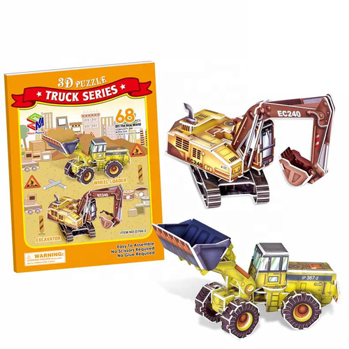 Wheelloader and Excavator 3D Paper Puzzle