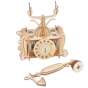 3D Old Vintage Telephone Wooden Puzzle
