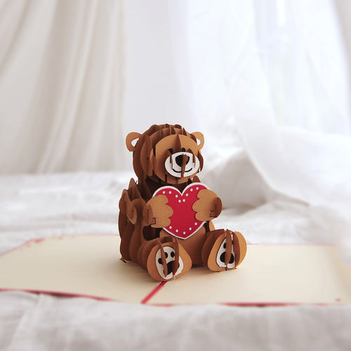Bear design Valentine  day Pop up card
