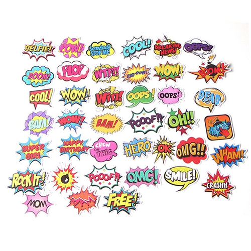 Comic Text Stickers - 40 Pcs