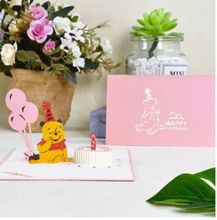 Load image into Gallery viewer, Cute Bear design Birthday Wish Pop up card