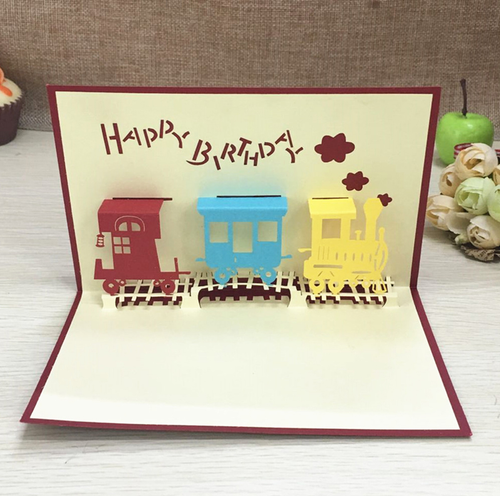 Train design Birthday Pop up card