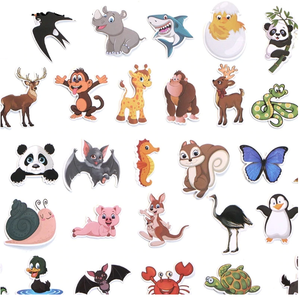 Jungle Animal Cartoon Stickers - 48Pcs