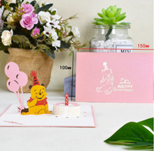 Load image into Gallery viewer, Cute Bear design Birthday Wish Pop up card