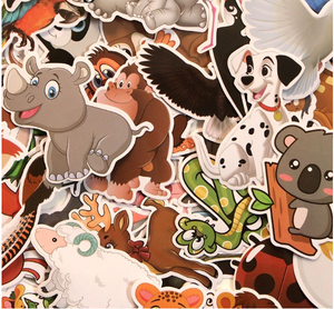 Jungle Animal Cartoon Stickers - 48Pcs