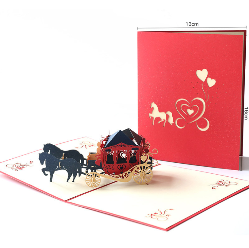 Wedding carriage design Wedding wish pop up Card