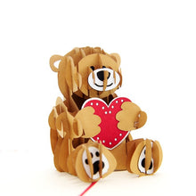 Load image into Gallery viewer, Bear design Valentine  day Pop up card